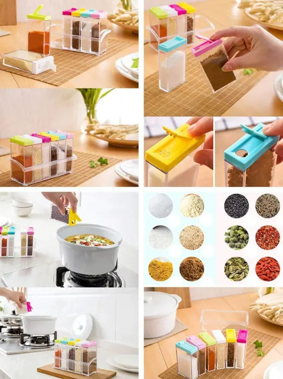 Spice Jars Dispenser Masala Rack | Set of 6