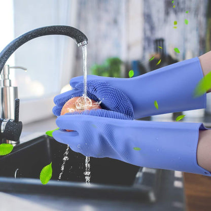 Silicon Washing Gloves (Random Color)
