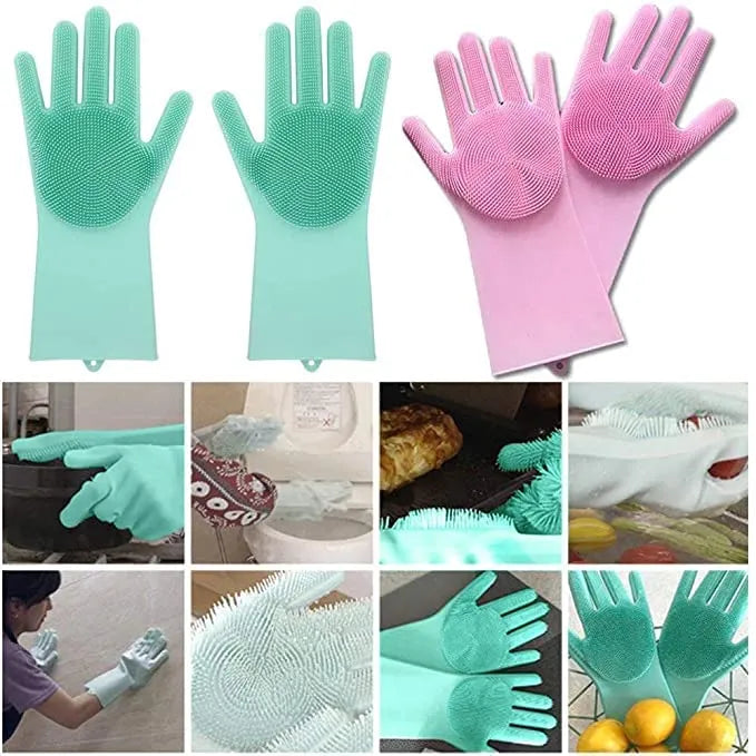 Silicon Washing Gloves (Random Color)