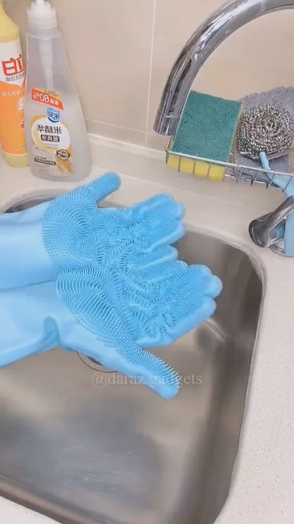 Silicon Washing Gloves (Random Color)